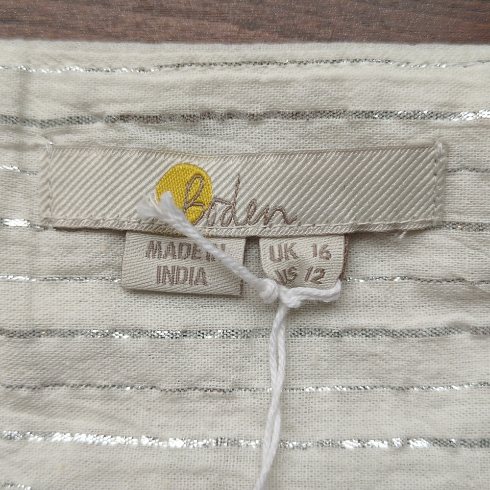 Boden Lurex Smocked Crop Top In Ivory Size 12 - Picture 8 of 10